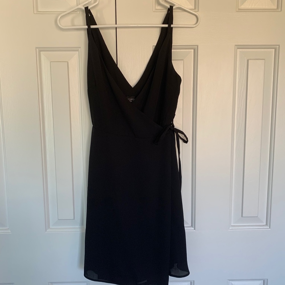 Topshop black wrap dress size US 4